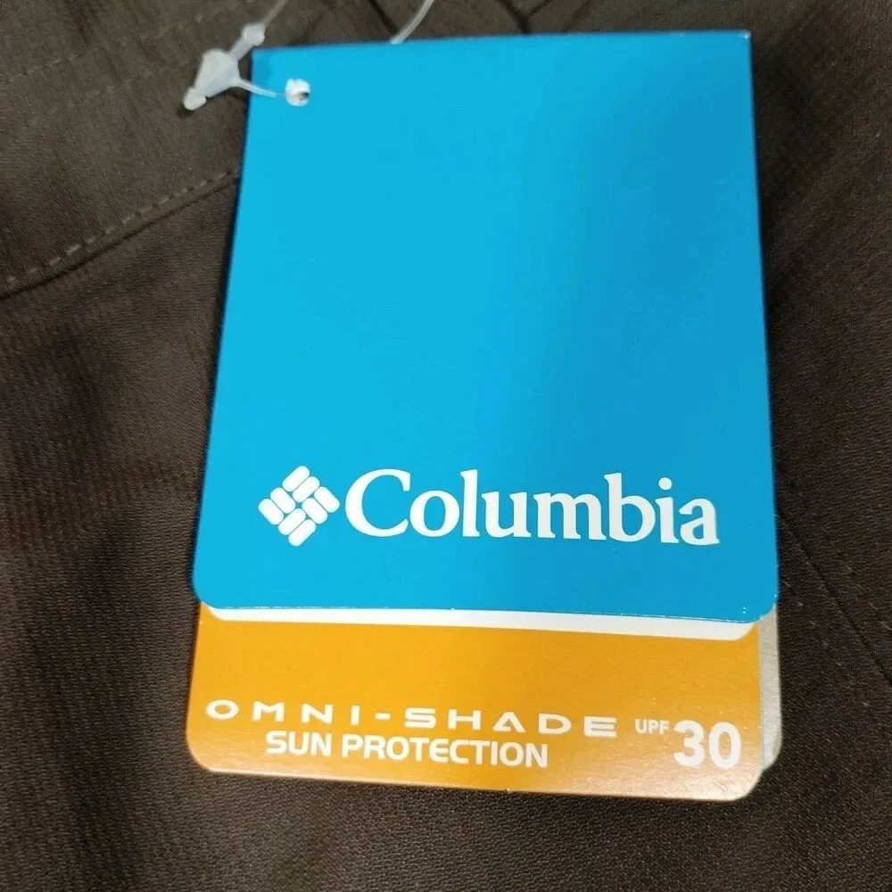 Columbia 24W Knee Pants Shorts Brown NWT Hiking Omni Shade Pockets Nylon